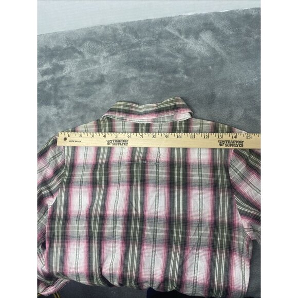 Cotton Express Womens Button Up Pink Gray Plaid Cotton Sz XS 3/4 Sleeves Western - Picture 15 of 16